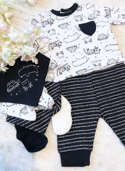 Black and white animals 7pcs gift set