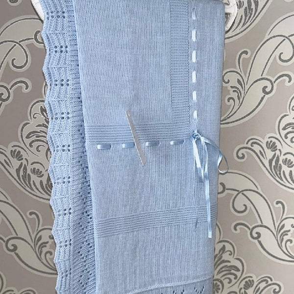 Baby blue fine knit Spanish shawl