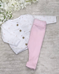 Pink Rocking horse two piece set with buttons