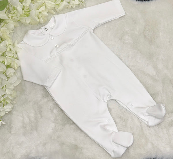 White traditional romper with collar