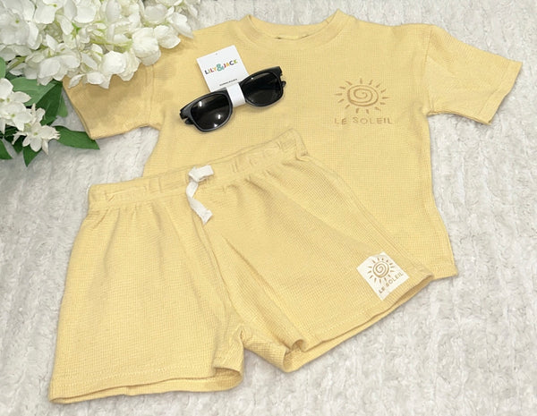 Mustard shorts and t shirt set