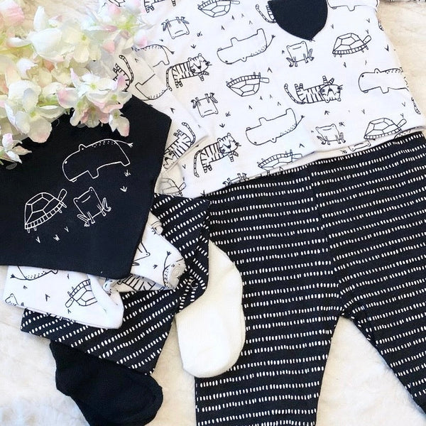 Black and white animals 7pcs gift set