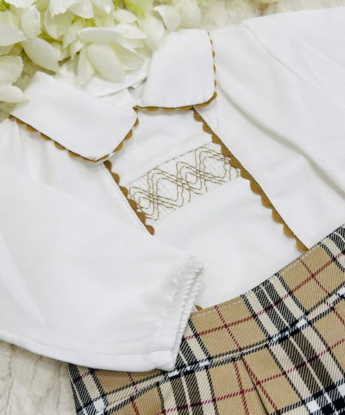 Boys Burberry style shorts and shirt set
