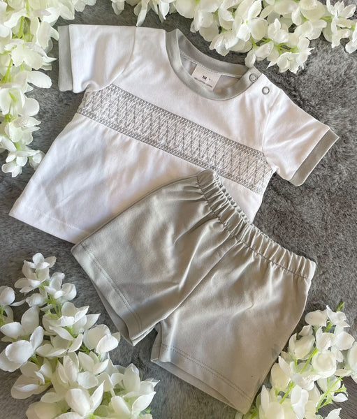 Grey smocked two piece