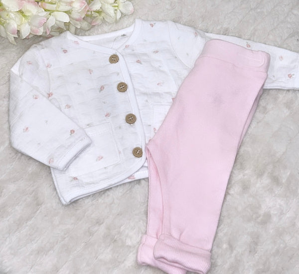 Pink Rocking horse two piece set with buttons