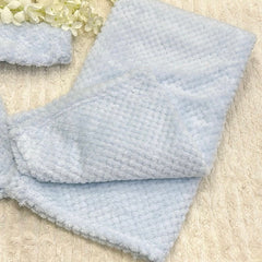 Blue fleecy baby blanket and hoodie set