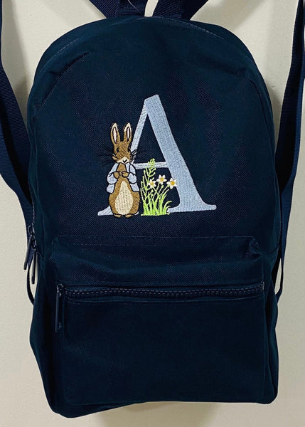 Regular navy peter rabbit personalised backpack