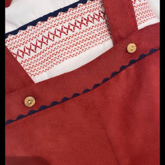 Burgandy smock velour dungaree set