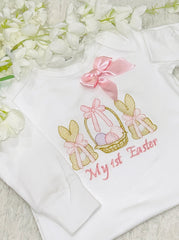 Basket easter romper baby girls