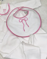 Traditional pink bow 2 piece handmade set