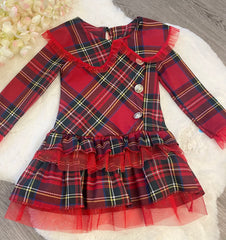 Red tartan lace dress