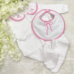 White and Pink Two Piece Traditional Set
