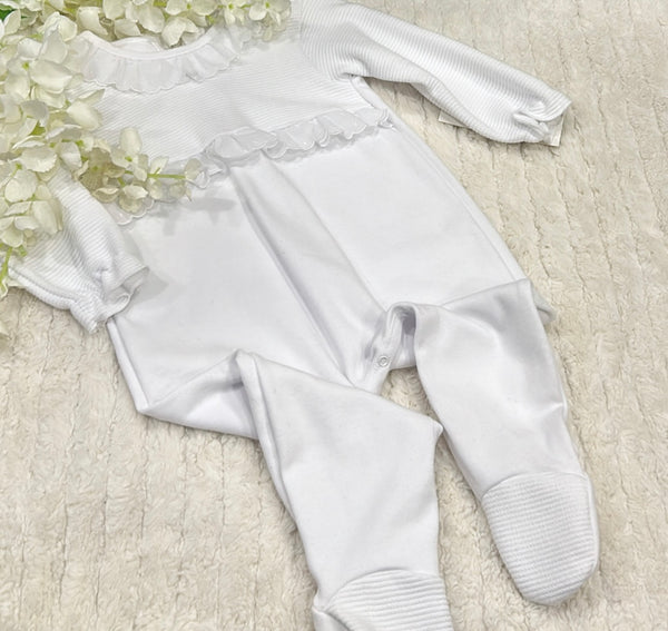 White frill sleepsuit