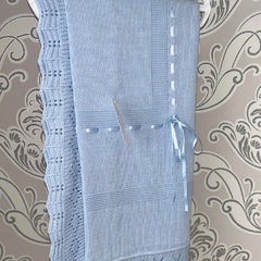 Baby blue fine knit Spanish shawl