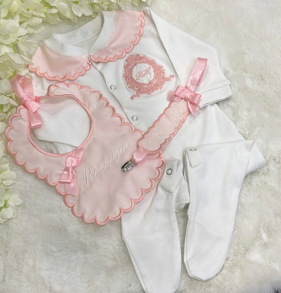 Pink and white Traditional 3 piece handmade set