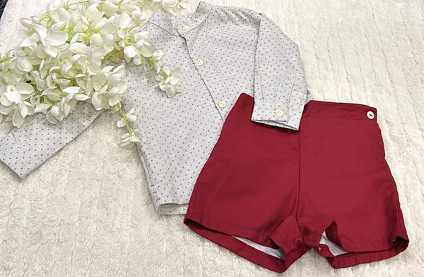 Lights grey and burgandy two piece