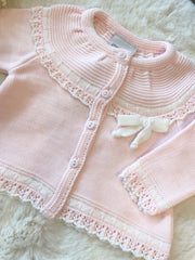 Pink cardigan and short set