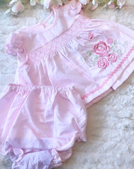 Nursery time rose embroidery dress and knickers