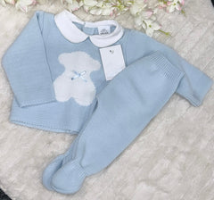 Teddy knitted 2 pcs box set -blue