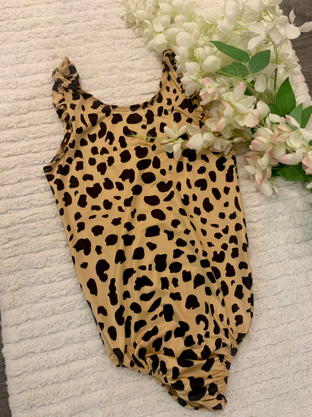 Leopard print swimming costume