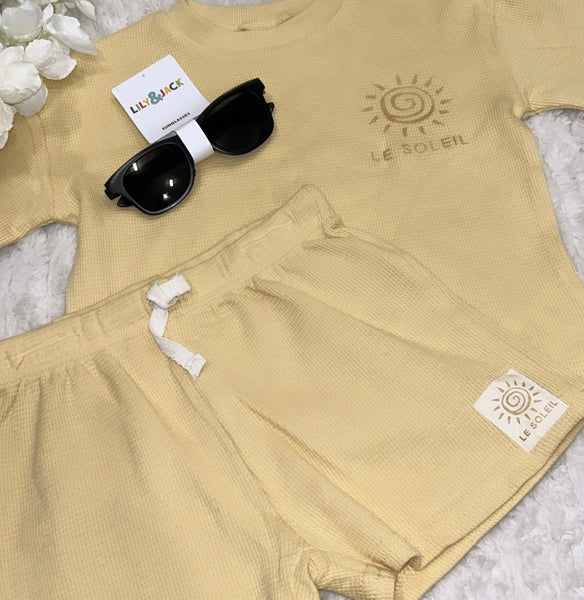 Mustard shorts and t shirt set