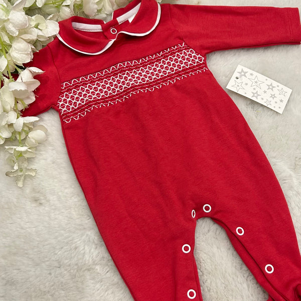 Red Smocked Romper