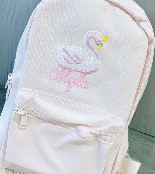 Regular pink swan personalised backpack