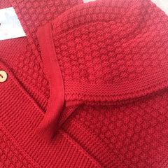 Red knitted coat and bonnet set