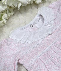 Rock a bye smocked floral cotton sleepsuit
