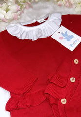 Red knitted frill collar 2 piece