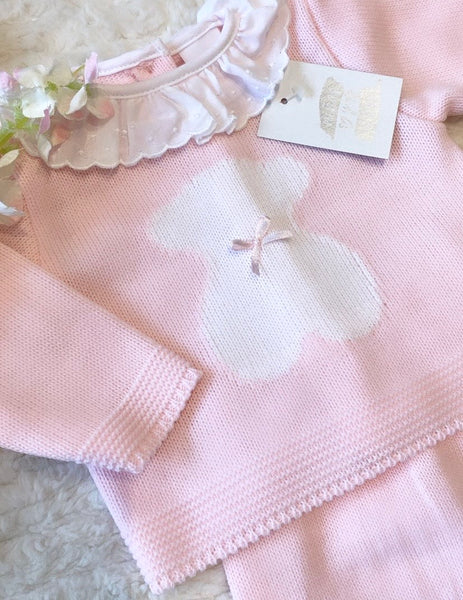 Teddy knitted 2 pcs box set -pink