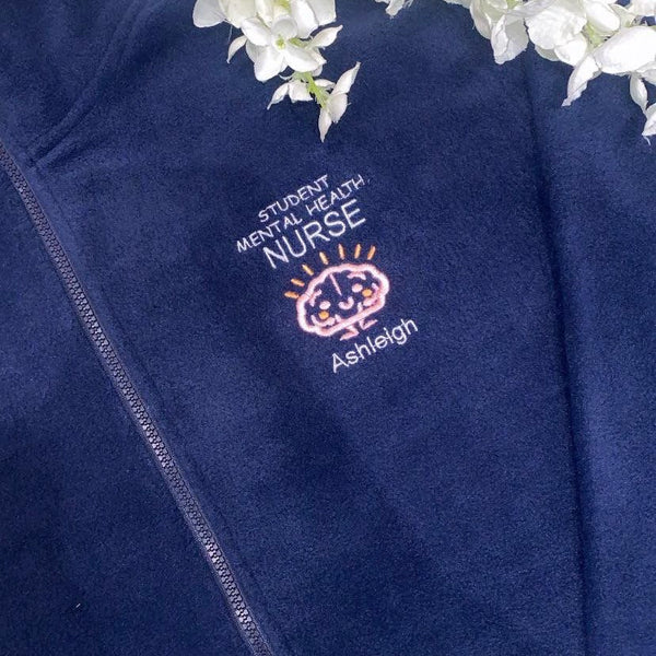 Mental Health Pink Brain Navy Fleece