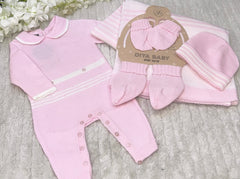 Baby girls knitted 5 piece romper set