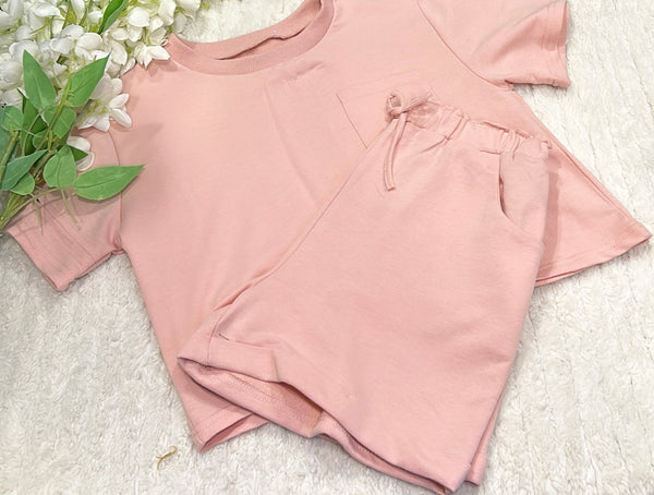 Blush pink shorts and T-shirt