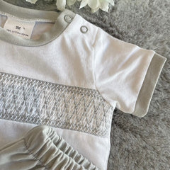 Grey smocked two piece