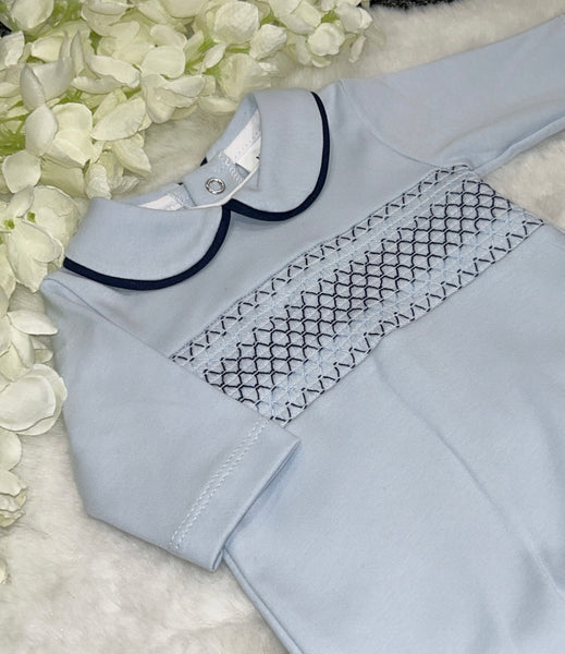 Boys baby blue traditional romper