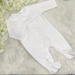 White traditional romper with collar
