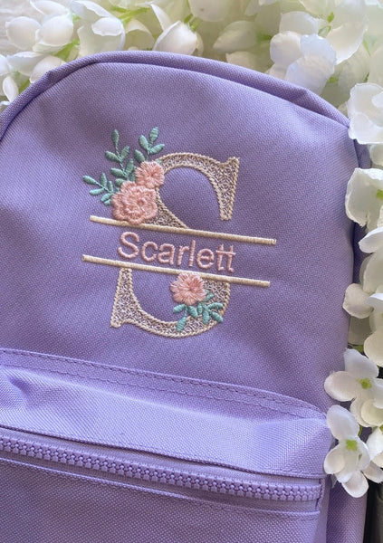Regular Lilac splitfont personalised backpack