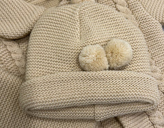 Beige knitted jacket & hat