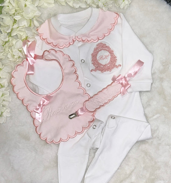 Pink and white Traditional 3 piece handmade set