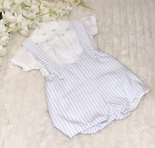 Baby blue striped dungaree set