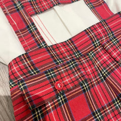 T-bar checked red dungarees