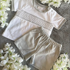 Grey smocked two piece