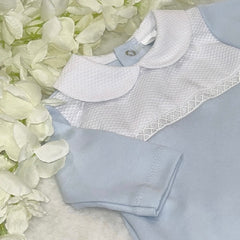 Boys baby blue and white traditional romper