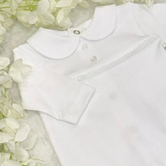 White traditional romper with collar