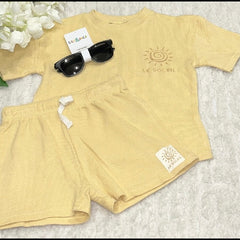 Mustard shorts and t shirt set
