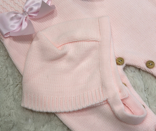 Knitted pink bow all in one