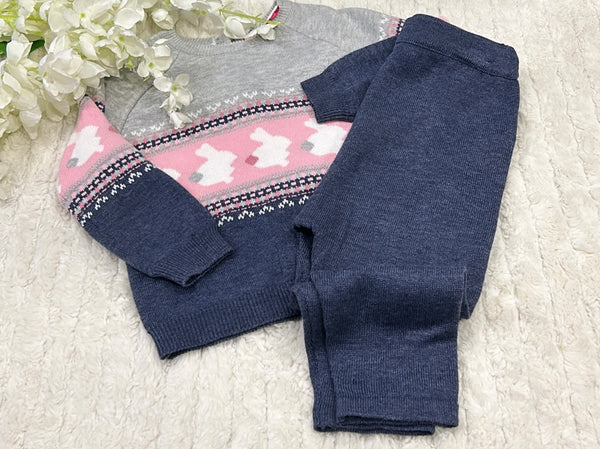 Grey pink and blue leggings set