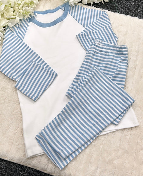 Baby blue and white stripe pjs