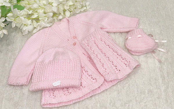 Hand knitted pink cardigan